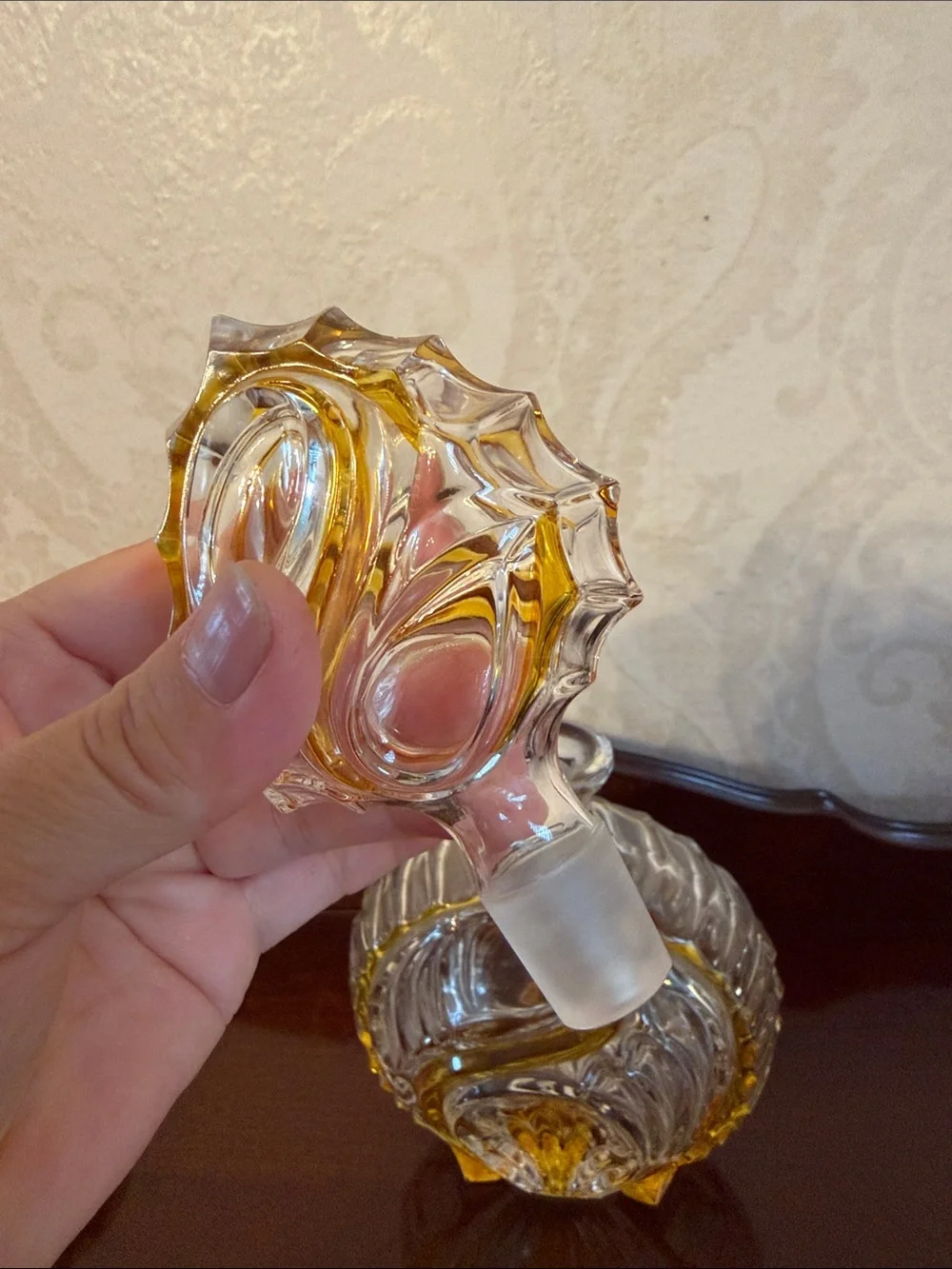 Decorative cut to clear  Glass Decanter bottle